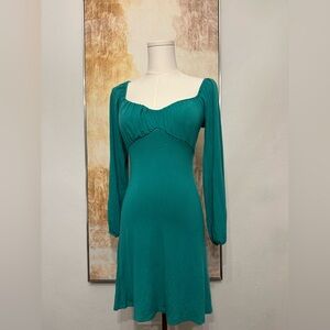 Gaze Teal Long Sleeve Mini Dress Extra Small Bohemian Casual Femenine